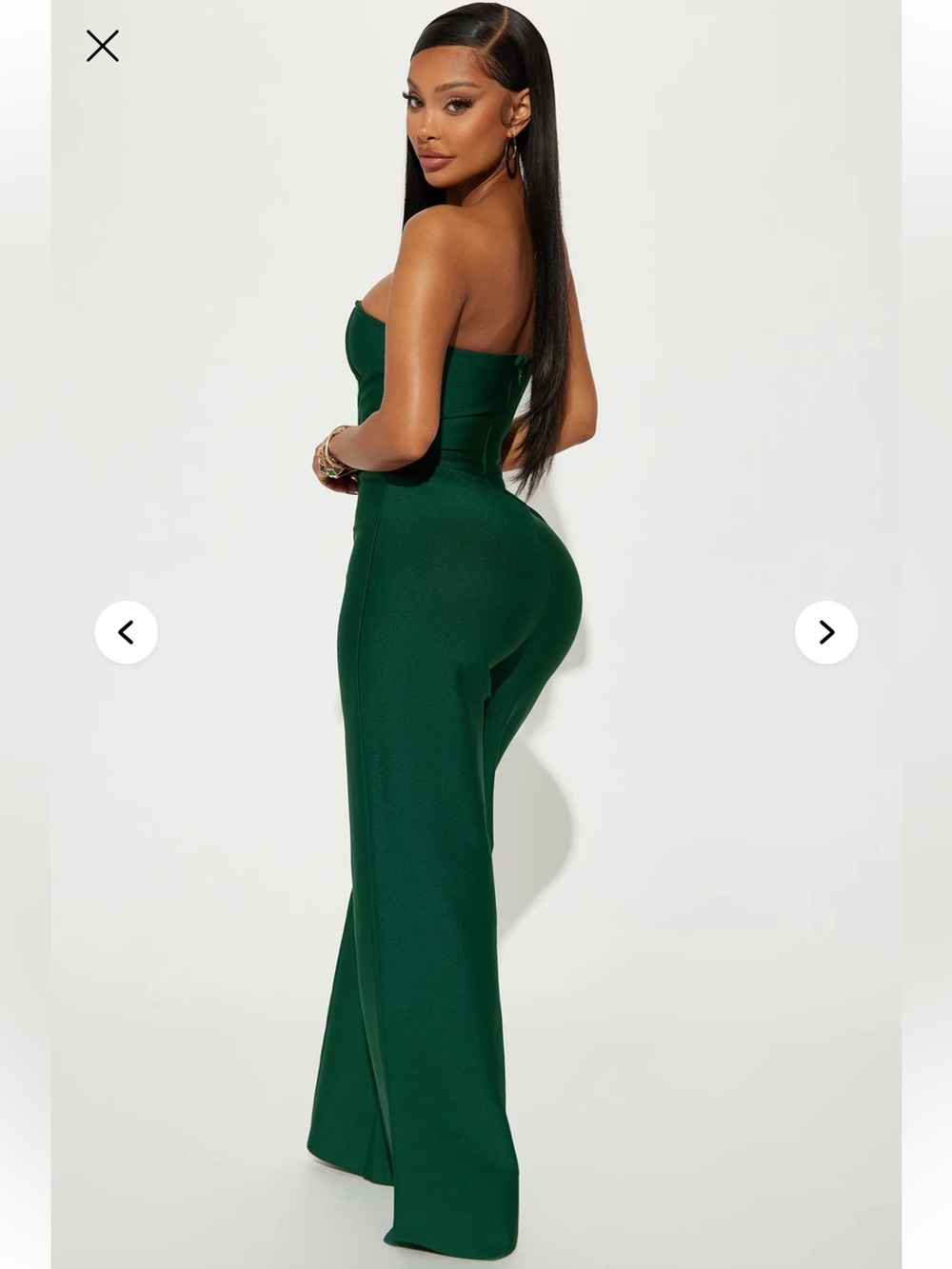 Fashion Nova Strapless Deep Emerald Tailored Jumpsuit - Picture 2 of 4
